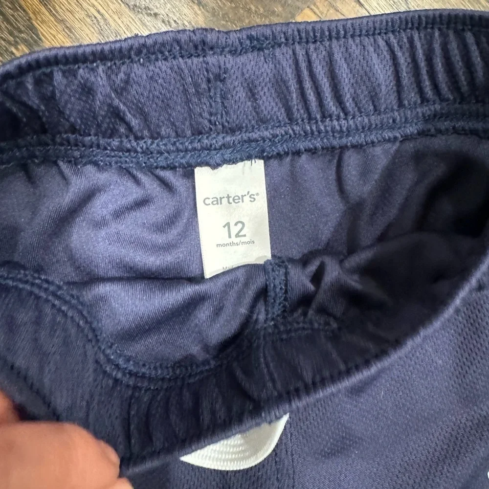 Carters toddler boys gym shorts mesh drawstring size 12 months bundle navy green